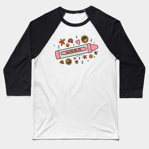 Libra Crayon Baseball T-Shirt by Doodle by Meg
